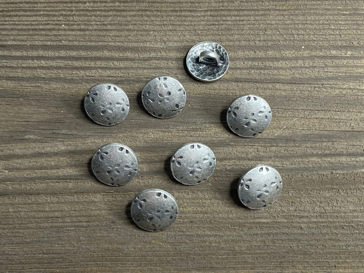 Dirndlknöpfe metall rund 14 mm - Trachtenknöpfe Metallknöpfe Ösenknöpfe altsilber silber Dirndlknopf Trachtenknopf