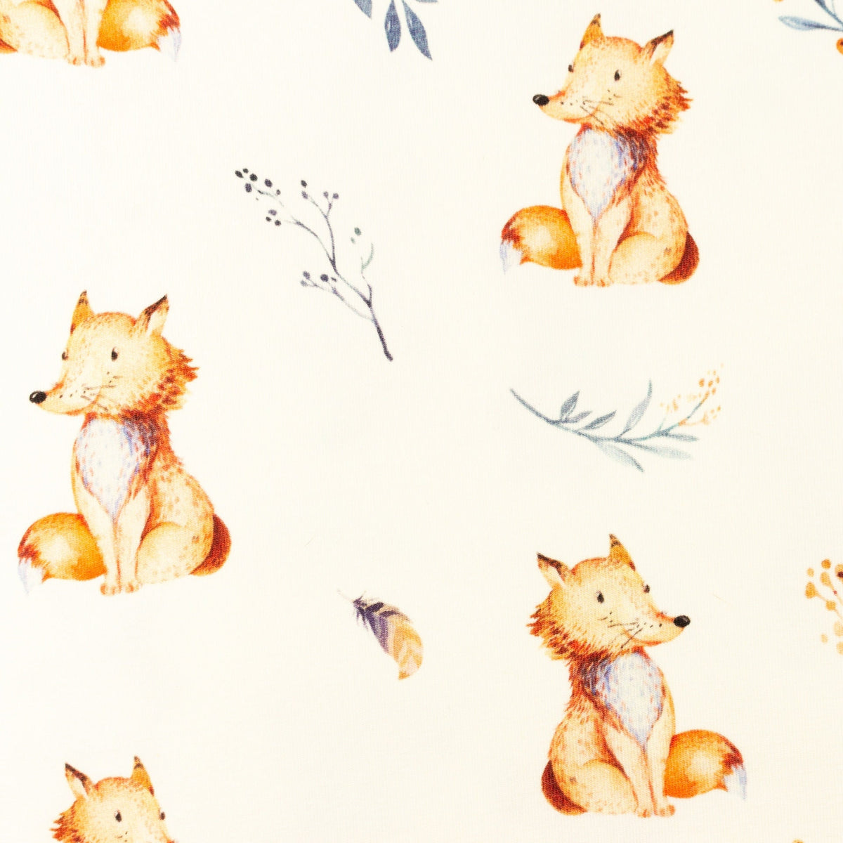 0,5 Meter Jerseystoff Fuchs Digitaldruck Meterware Kinder Waldtiere Fox Wald Aquarell Optik Jersey Stoff Watercolour