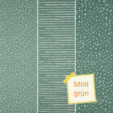0,5 Meter Jersey Stoff Kinder Jerseystoff Meterware Punkte Streifen Striche senfgelb blau rost ecru mint grün cremeweiß
