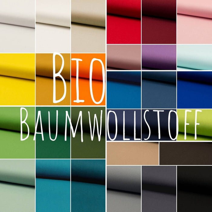 Bio Baumwollstoff 0,5 Meter kochfest 100 % Baumwolle, Stoff Meterware uni organic GOTS zertifiziert schwarz weiß petrol