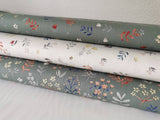 0,5 m Bio-Baumwollstoff Popeline Blumen dusty green 100 % Baumwolle Meterware Stoff Flora Bio Organic Cotton Poplin retro