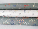 0,5 m Bio-Baumwollstoff Popeline Blumen dusty green 100 % Baumwolle Meterware Stoff Flora Bio Organic Cotton Poplin retro
