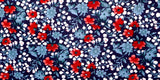 0,5 Meter Popeline 100 % Baumwollstoff Blumen Bunt Druck Retro Meterware Stoff Baumwolle