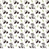 0,5 Meter Jerseystoff Pandas Bambus Digitaldruck Meterware Kinder Blätter Aquarell Optik Jersey Stoff Watercolour