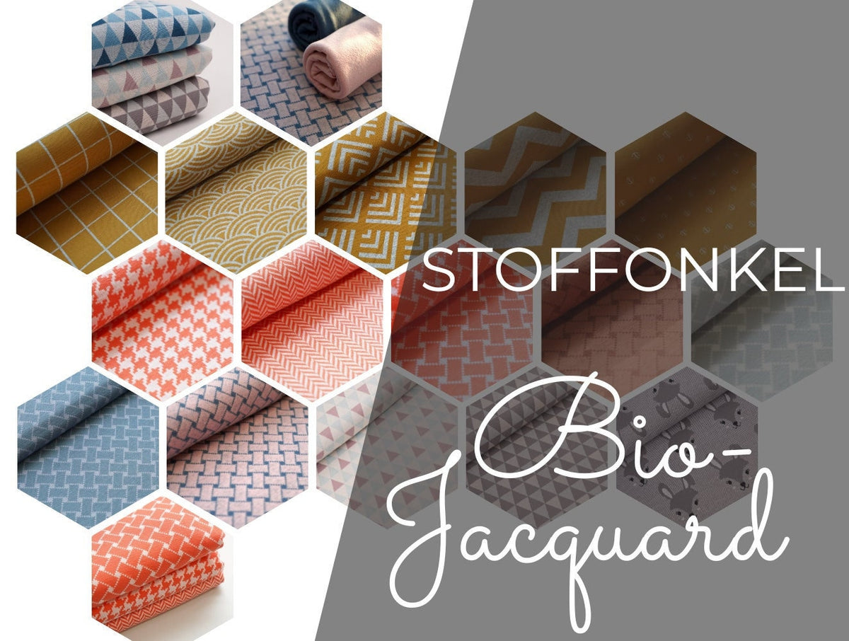 19,50 Euro/m Bio Jacquard Stoffonkel GOTS mit Muster Meterware