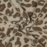 Teddystoff mit Leo/Leopardenmuster und mit Hahnentrittmuster Teddy Mantel- und Jackenstoff Pied de Poule Fur braun schwarz camél