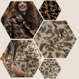 Teddystoff mit Leo/Leopardenmuster und mit Hahnentrittmuster Teddy Mantel- und Jackenstoff Pied de Poule Fur braun schwarz camél