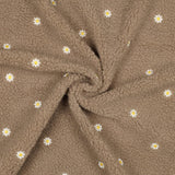 Teddystoff mit Blumen beere - beige / Gänseblümchen Teddy Mantel- und Jackenstoff beere braun beige sand