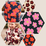 Teddystoff Retro mit Blumen Mantel- und Jackenstoff Rucksack Flowers