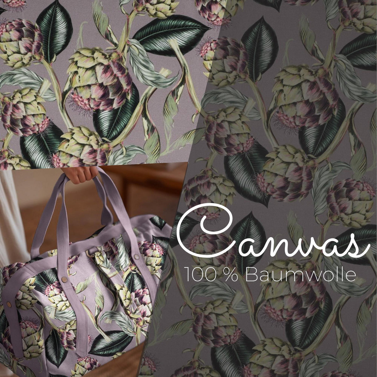 Canvas Artischocke - fester Baumwollstoff 100 % Baumwolle Cynara cardunculus