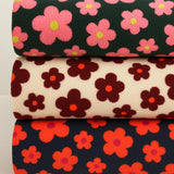 Teddystoff Retro mit Blumen Mantel- und Jackenstoff Rucksack Flowers