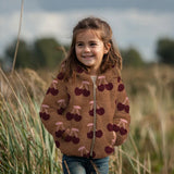 Teddy Jacquard Kirschen Stoff | Kuschelstoff Meterware | Teddyplüsch für Jacken Decken Westen Babykleidung | 3 Farben