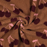 Teddy Jacquard Kirschen Stoff | Kuschelstoff Meterware | Teddyplüsch für Jacken Decken Westen Babykleidung | 3 Farben