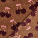 Teddy Jacquard Kirschen Stoff | Kuschelstoff Meterware | Teddyplüsch für Jacken Decken Westen Babykleidung | 3 Farben