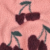 Teddy Jacquard Kirschen Stoff | Kuschelstoff Meterware | Teddyplüsch für Jacken Decken Westen Babykleidung | 3 Farben