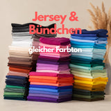 Jersey & Bündchen Stoff - 72 Farben Baumwolljersey Uni elastisch Bündchenstoff Jerseystoff dehnbar