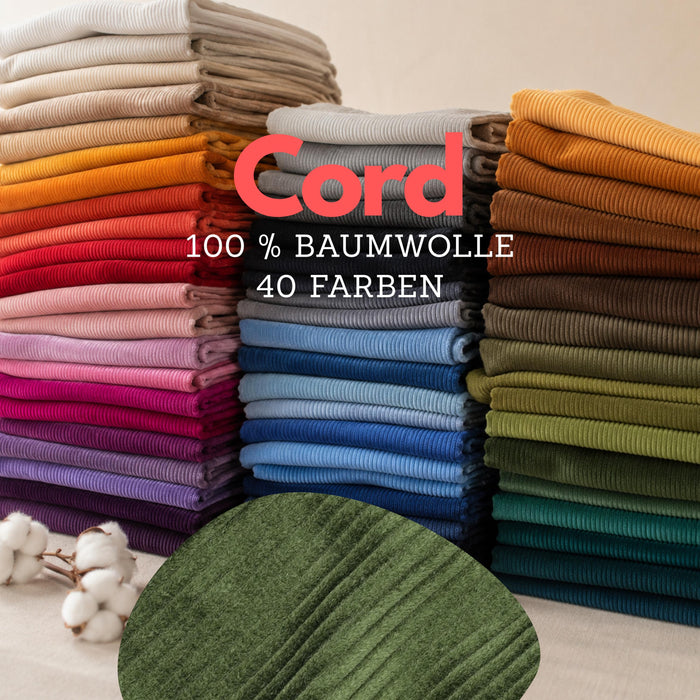 Cordstoff 100 % Baumwolle 4.5W Meterware Baumwollstoff Premium Breitcord