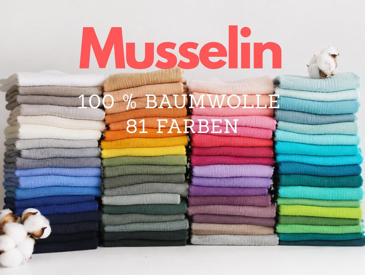 8 Euro/m Musselin Double Gauze 100 % Baumwollstoff Meterware