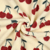 Teddy Jacquard Kirschen Stoff | Kuschelstoff Meterware | Teddyplüsch für Jacken Decken Westen Babykleidung | 3 Farben