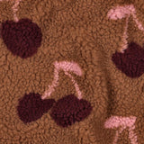 Teddy Jacquard Kirschen Stoff | Kuschelstoff Meterware | Teddyplüsch für Jacken Decken Westen Babykleidung | 3 Farben