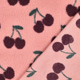 Teddy Jacquard Kirschen Stoff | Kuschelstoff Meterware | Teddyplüsch für Jacken Decken Westen Babykleidung | 3 Farben