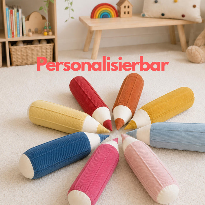 Cord Stiftkissen 70 cm in 40 Farben | Nackenkissen | Buntstift Kissen | Schulanfang | Geschenk zur Einschulung 2026 Kinderzimmer Deko