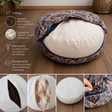 Yogakissen mit Bio Buchweizenschalen | Meditationskissen | Waschbarer Bezug | Sitzhöhe wählbar | Handmade | Achtsamkeit | Zen | Bodenkissen