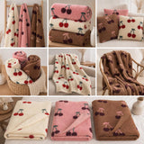 Teddy Jacquard Kirschen Stoff | Kuschelstoff Meterware | Teddyplüsch für Jacken Decken Westen Babykleidung | 3 Farben