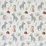 Safari Zebra Elefant Rippstrick Jersey Stoff Tiger Schildkröte | Baumwoll Jersey mit Lycra | Rib Jersey Stretch Stoff | Rippstoff Meterware